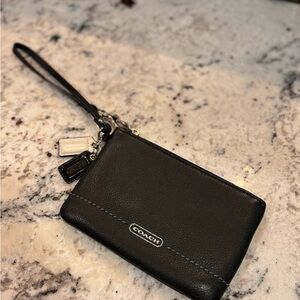 Coach Wristlet. Black leather.